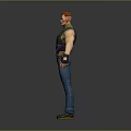 3D Male Character With Red Hair Tactical Vest Blue Jeans And Standing Pose