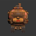 Yellow Military Vehicle With Tracks Pink Spots 6K Logo And Round Design