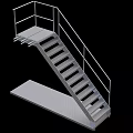 Metal Industrial Staircase Platform With Handrail For Industrial Work Area