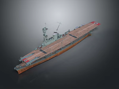 Vintage Military Aircraft Carrier Sculpture Model With Detailed Deck And Tower Structure 3d model