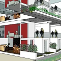 Multi Level Office Interior With Open Design Green Plants Sofas TV And Stairs Connecting Spaces
