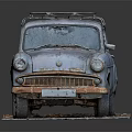 Rusty Vintage Old Car With Roof Rack And Weathered Exterior On Display Platform