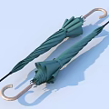 Green Folded Umbrellas With Curved Handles Stylish And Practical For Daily Use 3d model