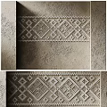 Vintage Background Wall With Intricate Geometric Patterns And Textured Surface 3d model