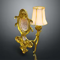 Classic Golden Decorative Wall Lamp With Beige Fabric Shade And Ornate Design