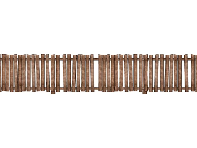 Wooden Garden Fence With Vertical Slats In Classic Design For Outdoor Use 3d model