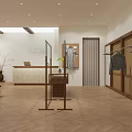 Modern Clothing Store Interior With Display Racks Apparel Herringbone Floor And Recessed Lights