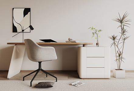 modern office desk and chair 3d model