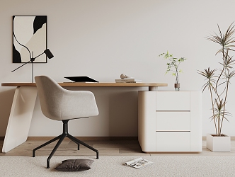 modern office desk and chair 3d model