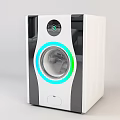 Modern Design Washing Machine With Round Transparent Door White Body And Black Accents