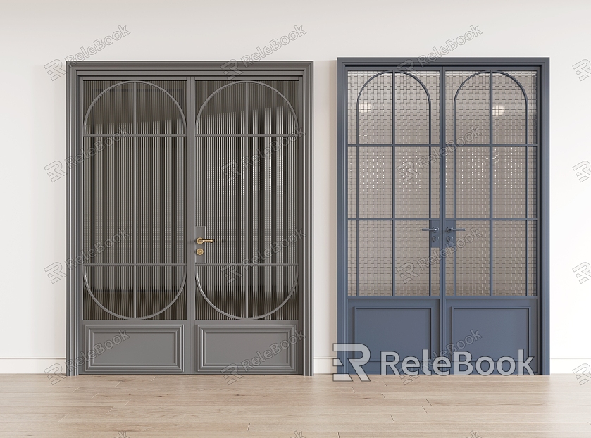 French Double Open Glass Door Frosted Glass sliding door Kitchen door model