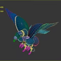 Blue Avian Character Creature With Large Wings Sharp Claws And Detailed Design 3d model