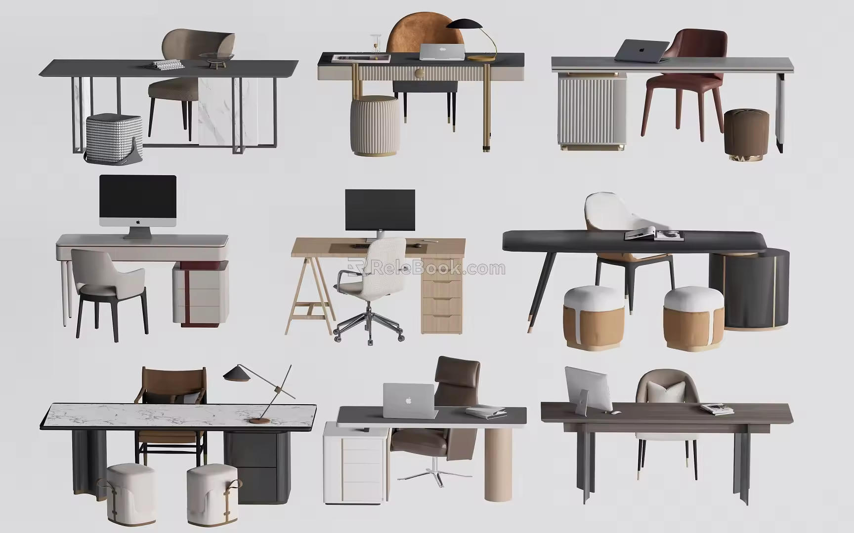 Desk Writing Desk and Chair Combination Office Desk and Chair Computer Desk 3d model
