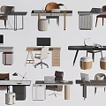 Desk Writing Desk and Chair Combination Office Desk and Chair Computer Desk 3d model