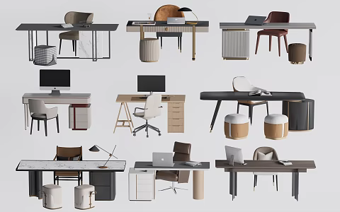 Desk Writing Desk and Chair Combination Office Desk and Chair Computer Desk 3d model