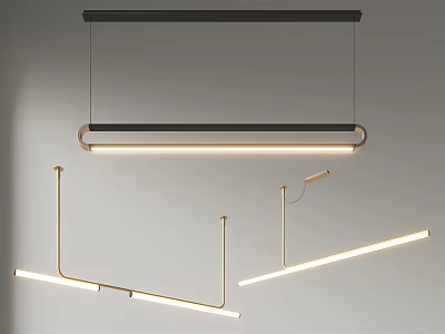 Modern Linear Circular Pendant Lights With Metal Frames Bright LED For Contemporary Interior 3d model