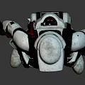Sci Fi Character And Creature In White Helmet Black Armored Suit With Tactical Gear