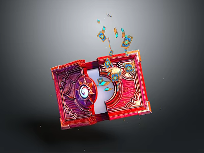 Open Decorative Household Box With Blue Gold Accents And Flying Fragments 3d model