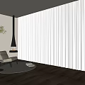 White Sheer Curtains in Modern Living Room with Forest View and Wooden Floor