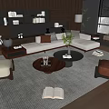 Modern Living Room Sofa And Coffee Table Set With Cushions Wooden Table And Area Rug