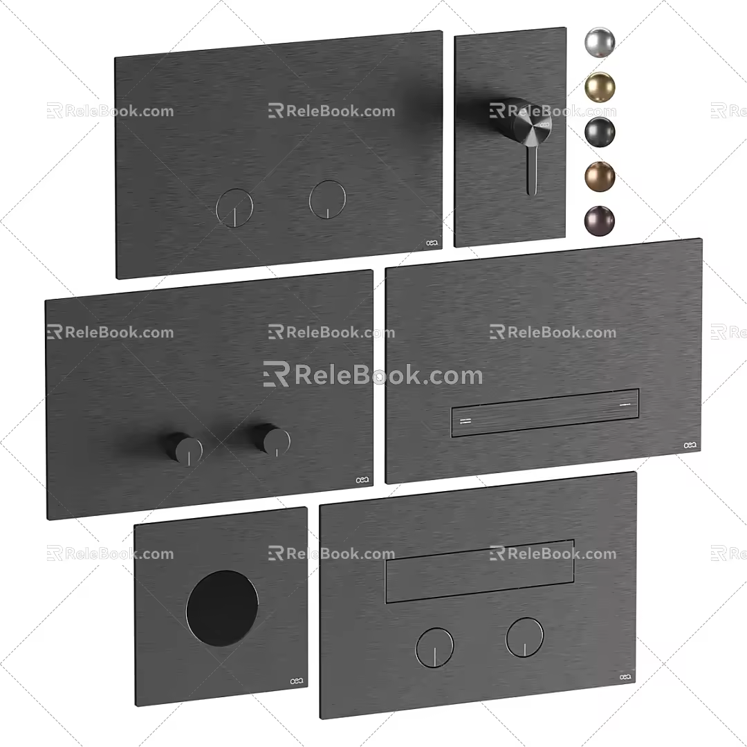 Modern flush switch panel modern realistic hardware bathroom flush switch panel 3d model