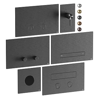 Modern flush switch panel modern realistic hardware bathroom flush switch panel 3d model