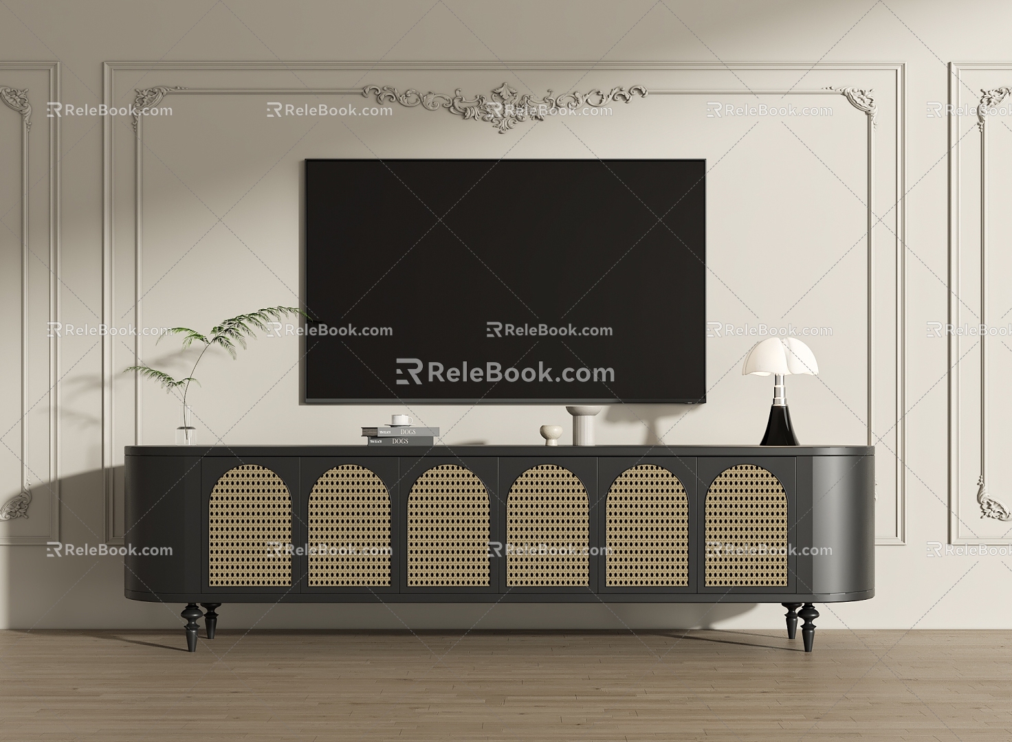 French Retro TV Cabinet 3d model