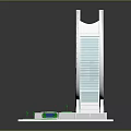 Arch Shaped White Architectural Model With Green Landscaped Areas And Blue Water Features