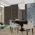Elegant Hotel Mahjong Room Interior Design With Mahjong Table Comfortable Chairs And Decorative Art