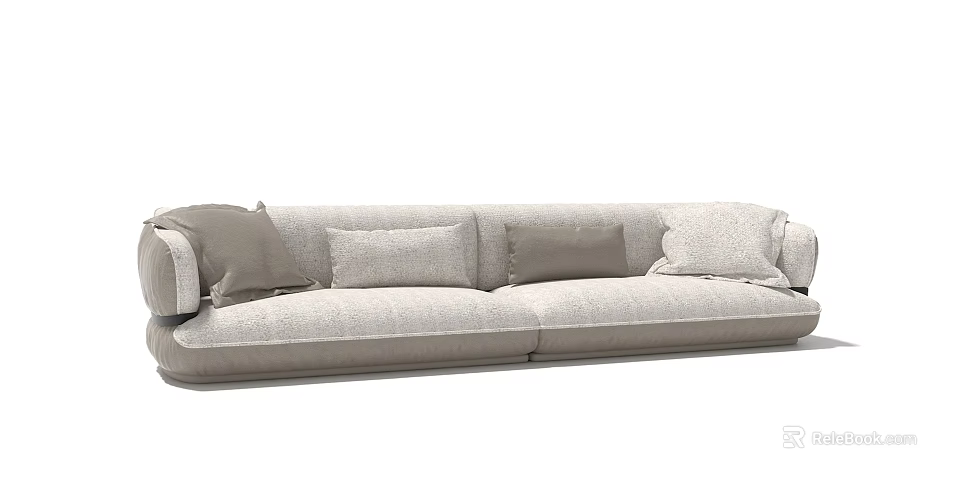 Light Gray Fabric Two Seater Sofa With Modern Design And Comfortable Cushions For Living Room 3d model 