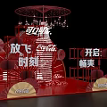 Red Themed Coca Cola Display With Large Bottle Lanterns Fans And Joyful Refreshing Elements 3d model