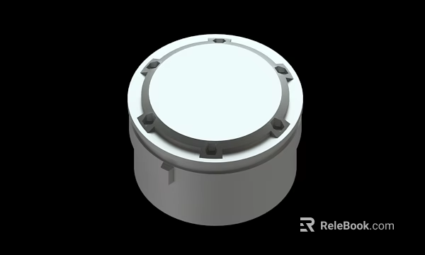 White Round Container Lid With Smooth Surface And Edge Fastening Components 3d model 