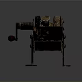 Old Rustic Metal Mechanical Device With Interlocking Gears And Base Stand