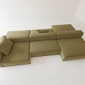 Olive Green Modular Sectional Sofa In Modern Minimalist White Room Design