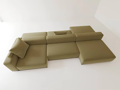 Olive Green Modular Sectional Sofa In Modern Minimalist White Room Design 3d model