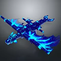 Mythical Warrior Using Dragon Inspired Mechanical Weapon With Blue Luminous Glow 3d model