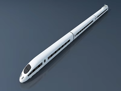 Modern White Streamlined High Speed Train with Multiple Carriages on Gray Background 3d model