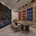 Neat Tobacco and Liquor Store Interior with Shelves Displaying Diverse Wine and Tobacco Products