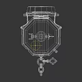 Open Golden Octagonal Box With Green Item And Decorative Chain For Daily Use