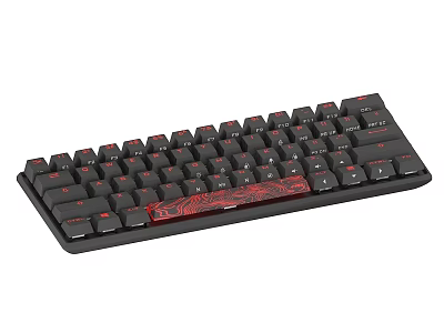 Durable Mechanical Gaming Keyboard With Black Frame Red Keycaps And Decorative Pattern 3d model