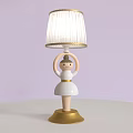 Cute Table Lamp With Human Shaped Base White Lampshade And Gold Trim For Kids Room