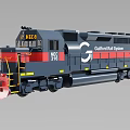 Gulfport Rail System MGS 316 Black Red Locomotive With Red Plow Yellow Handrails And Stripes