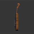 Polished Wooden Violin With Curved Body And Fine Strings On Dark Background