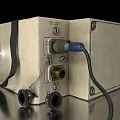 Vintage Electronic Device With Control Knobs And Metallic Reflective Disc