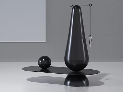 Modern Black Decorative Ornament Set With Sphere Cone Shaped And Balanced Base 3d model
