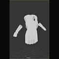 Elegant White Dress with Straps Pleated Skirt and Long Sleeves Gloves Set