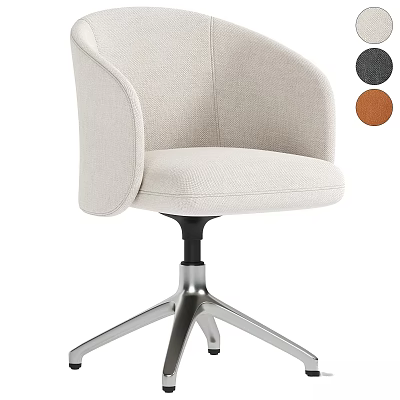 Beige Fabric Swivel Armchair With Silver Metal Base And Gray Brown Color Options 3d model
