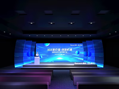 2024 New Productivity Innovation Development Summit Stage With Large Screen And Podium 3d model