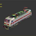 Modern Electric Train Model With White Red Stripes And Pantograph On Top 3d model