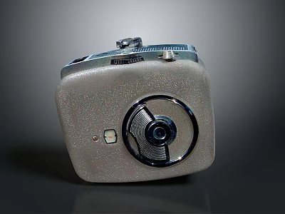 Vintage Electronic Camera With Classic Retro Design And Shiny Metal Body 3d model